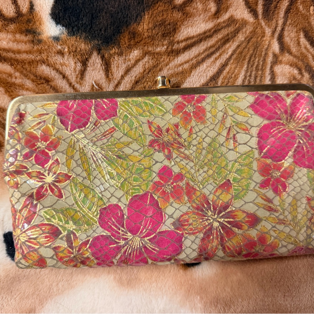 HOBO Pink and Gold Floral Clutch
